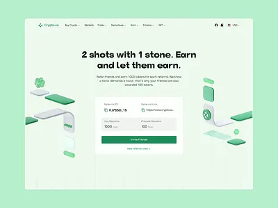 Referral Landing Page 3d 3d design ed elements green landing page landing page design minimal referral single page ui design uiux user interface web design