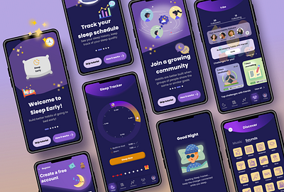 Sleep Early Mobile App Designs figma mobile app ui design