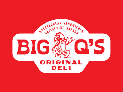 Big Q's Deli badge badge design branding deli logo fast food graphic design logo logo design mascot restaurant retro salads sandwiches vintage logo