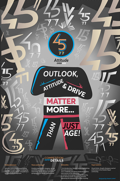 45/77 - Attitude over Age branding design fine arts graphic design illustration numbers typography vector
