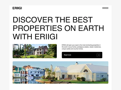 ERIIGI - Real Estate Agency website branding business clean clean design design flat illustration logo main mainpage minimal properties realestate ui