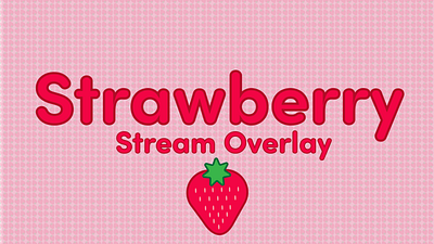 Strawberry Milk Stream Overlay graphic design strawberry streamer graphics twitch