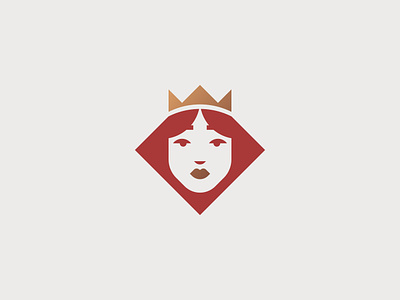 Queen of Diamonds branding cards design diamonds flat graphic illustration illustrator logo minimal poker queen vector