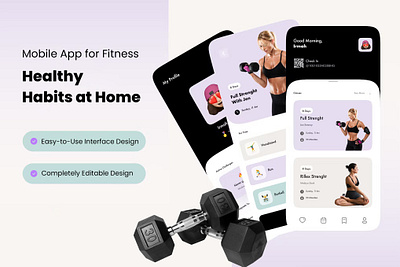 🏋️Fitness App - Healthy Habits at Home activity app branding design exercise fitness graphic design gym illustration logo tracker typography ui unisex ux vector yoga