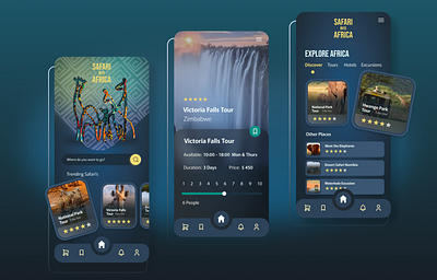 Travel App Design - African Safari adventure african safari booking app ecommerce explore mobile design mobile design app online booking app reservation safari ticket booking app tour app travel app travel booking app travel destination travel tour travelling ui vacation vacation app