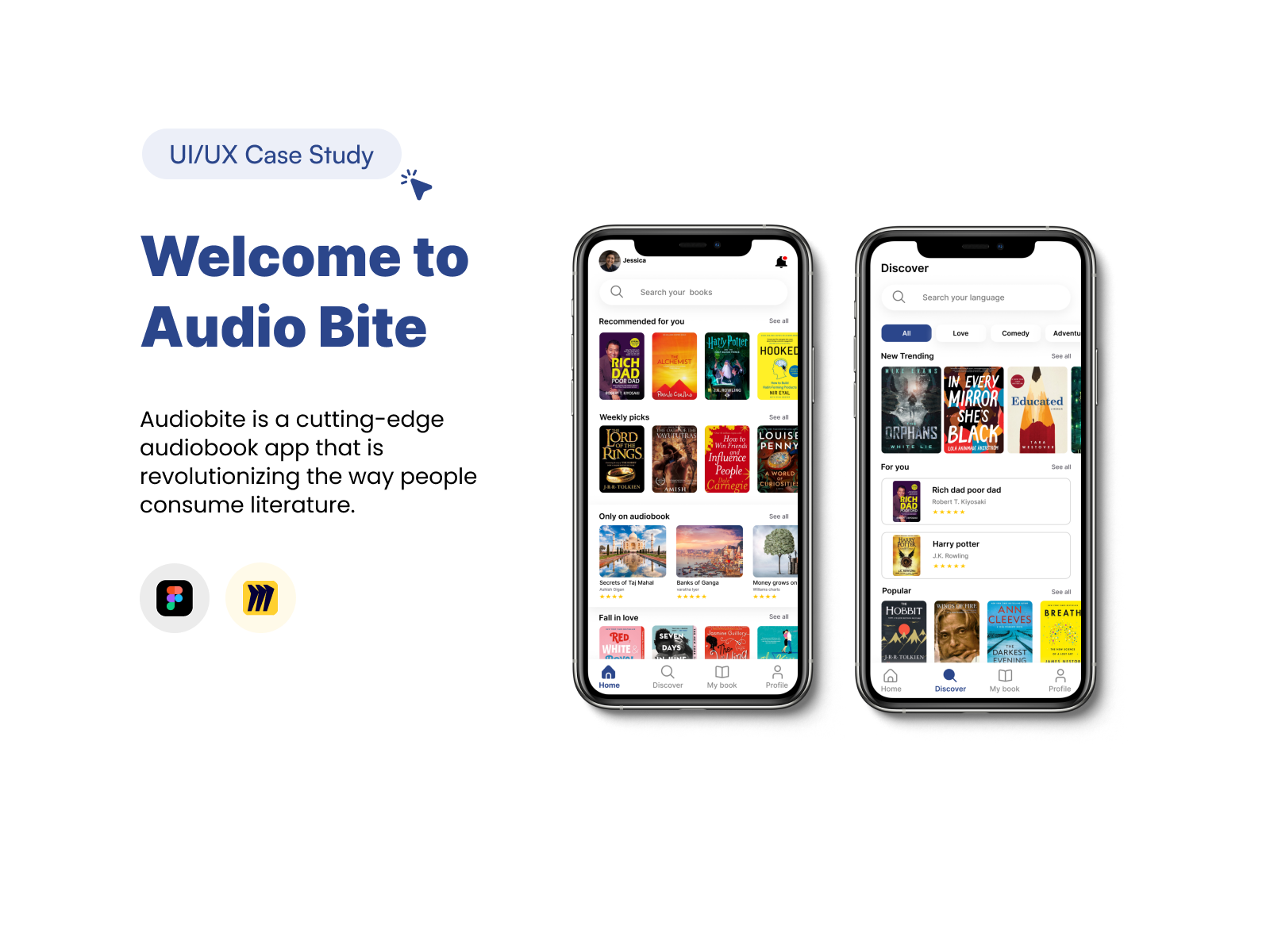 AudioBite - Audio Book App (UI/UX Case study) audiobite audiobite mobile app audiobite mobile audiobook app audiobook audiobook app audiobook case study audiobook mobile app audiobook mobile app case study case study mobile app ui ux