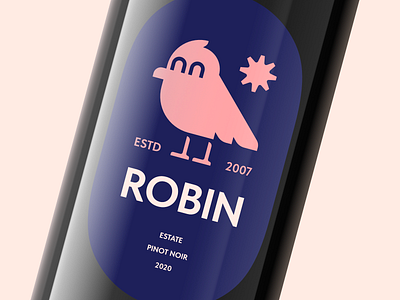Robin Wines bird bottle branding label logo modern robin vector vintage wine winery