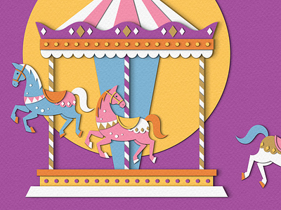 Unbridled Freedom advertising animal carousel design escape fair freedom horse illustration merry go round paper art paper craft papercut photoshop ride