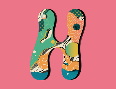 'H' for 36 Days of Type 36daysoftype challenge concept design flat illustration illustrator lettering letters patterns shapes texture type