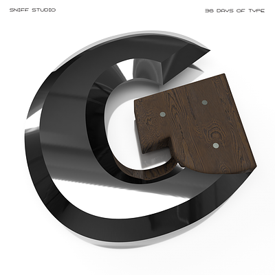 Branded Alphabet | G is for... 36dot alphabet blade metal razor render rendering sharp wood
