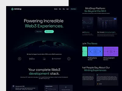 MintDrop - Landing Page animation branding color dark landing dark ui design drop landing explore illustration landing landing page launchpad mint landing mintdrop motion graphics nft landing selasa agency trending ui web3