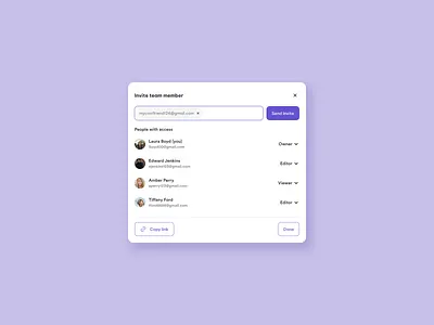 Invite modal component component design invite invite modal modal product design ui ui design ux design visual design web design