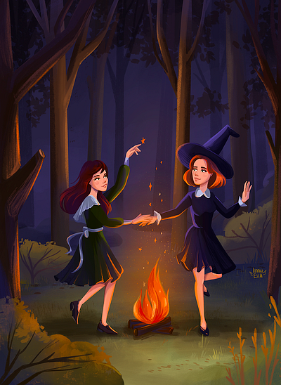 The witches 2d bookillustration cartoon character design children illustration childrens art childrens book design graphic design illustration