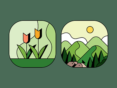 Google Profile Pictures - Tulips and Grassy Mountains avatar flowers forest google grassy mountains landscape mountains spring summer sunset trees tulip tulips