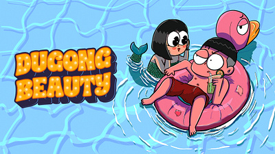 Dugong Beauty animation illustration vector