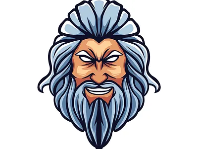 Bearded Zeus head mascot Illustration branding design esports graphic design illustration logo mascot vector