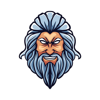 Bearded Zeus head mascot Illustration branding design esports graphic design illustration logo mascot vector