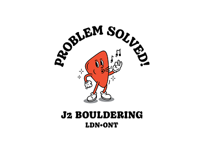J2 Bouldering – Problem Solved! apparel bouldering cartoon character climbing grip gym hold london mascot ontario problem retro shirt