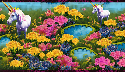 Unicorn Garden design illustration ui