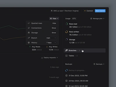 Web application design for database app analytics code components dark mode dasboard dashboard database design system developers icons interface light mode metrics mobile popup product design prototypes theme tools web design