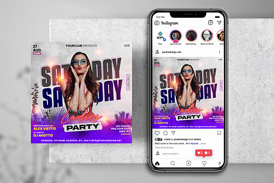 Saturday Ladies Party Instagram PSD Templates banner club event flyer flyer instagram poster psd psd flyer templates