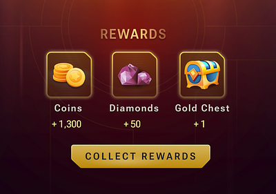 Collect Rewards 2d chests coins design diamonds game gameitems gameui icons illustration interface rewards ui ux