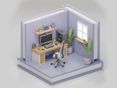 3D room isometric 3d 3disometric animation blender isometric room