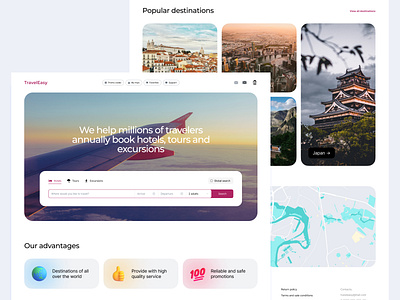 TravelEasy - Website for travellers minimalism tourism travel travel agency trip ui ux uxui webdesign website