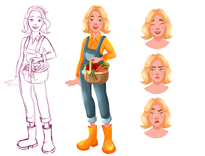 Farm Girl 2d bookillustration branding cartoon character design children illustration childrens art childrens book design illustration product design