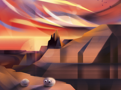 Ha ha ha ha. background cliffs clouds desert dunes film golden hour landscape illustration red rocks sunset