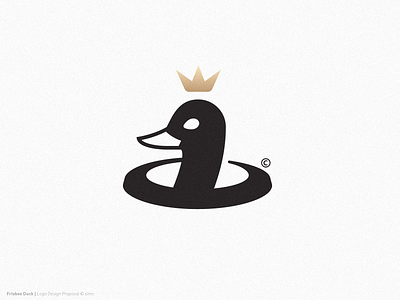 Frisbee Duck | Logo Design animal design animal logo black gold crown design for sale disc golf duck frisbee icon logo design mallard mark sports symbol throw