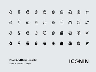 Iconin : Food And Drink Icon Set app icons design flat icons icon icon illustration icon pack iconin iconography icons icons set iconset illustration interface icon line icons product icon stroke icons ui icons vector icons web icons
