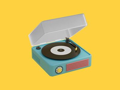 Let's play a record 3d illustration 3d model music record player