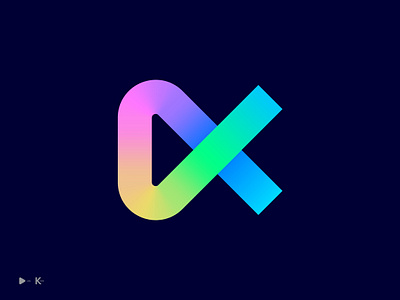 Play, K letter app icon branding colorful creative k letter logo logo design logos media minimalist modern modern logo play play logo player trendy video player logo