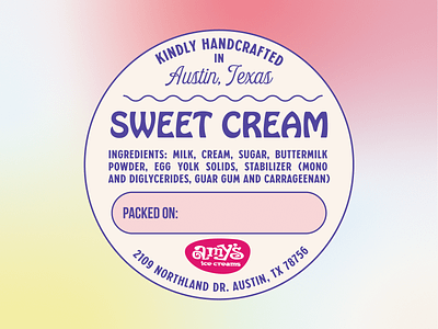 Sweet Cream ingredients sticker austin texas ice cream illustrator ingredients label sticker typesetting