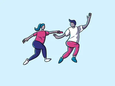 Relay Handoff cell shading flat hand drawn hand off illustration people race relay running simple
