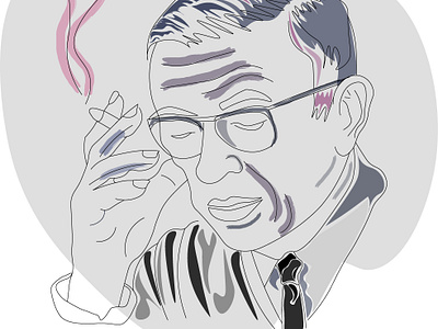 Jean Paul Sartre graphic design illustration line art philosopher sartre