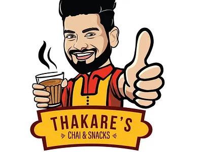 Thakare's Chai & Snacks - Logo branding cafe character design icon illustration indian logo logo design restaurant snacks vector