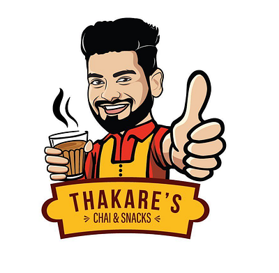 Thakare's Chai & Snacks - Logo branding cafe character design icon illustration indian logo logo design restaurant snacks vector