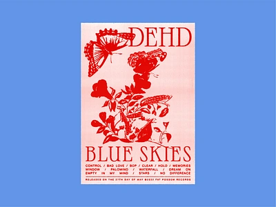 blue skies album blue concert dehd design distressed graphic design illustration illustrator pop punk poster skies texture typography