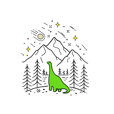 Shooting Stars Dino art design graphic design illustration procreate