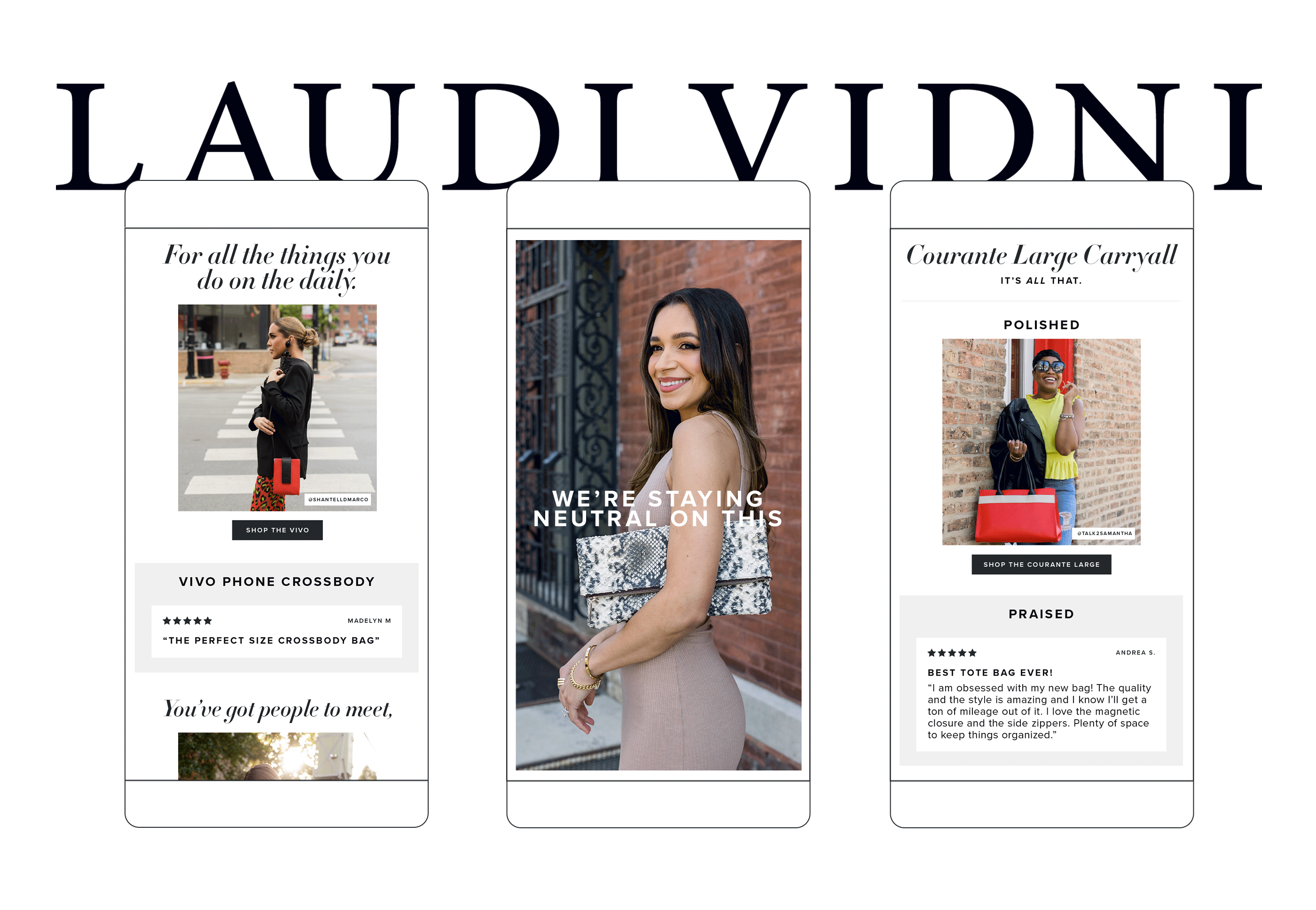 Laudi Vidni ecommerce email design fashion fashion email klaviyo newsletter design shopify website design website update