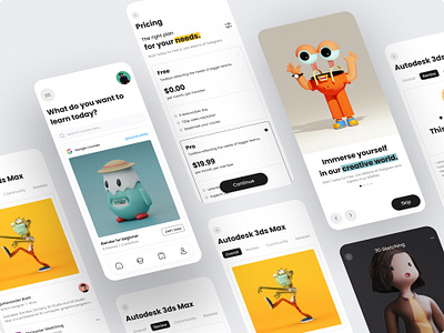 E-Learning app concept 3d ui 3d ui character app minimal character 3d app clean ui app design minimalist e learning app e learning mobile concept learning app minimal learning online learning online ui ui design minimal ui minimalism