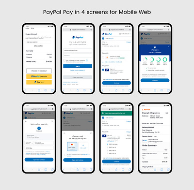 UI design for PayPal Pay in 4 Mobile web screens mobile web ui uidesign wireframe