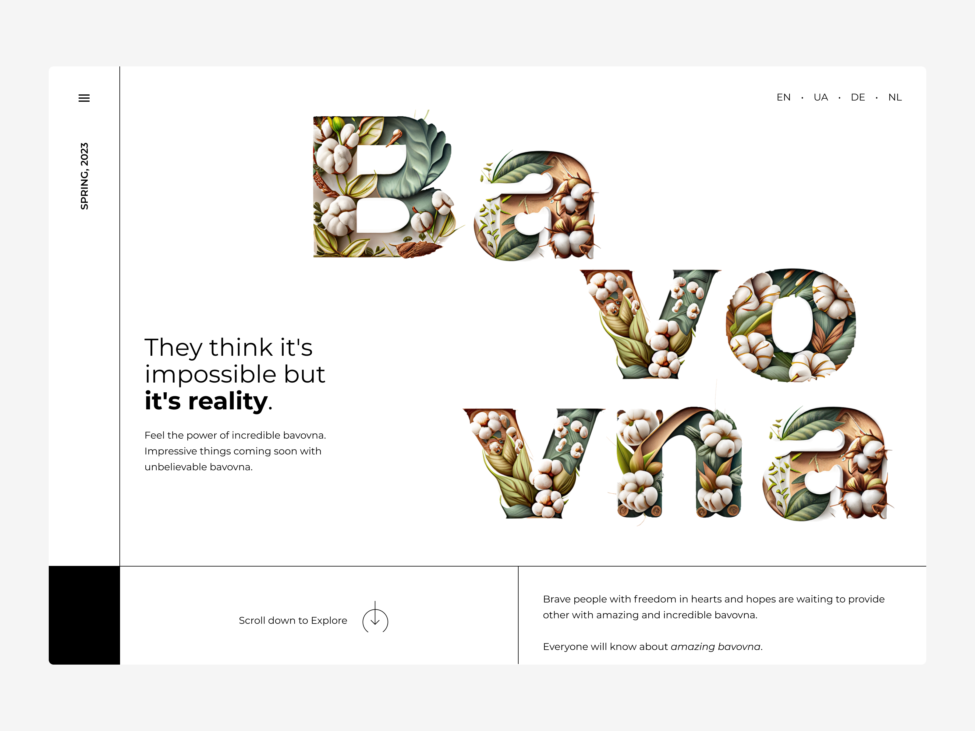 Web Site Concept "Bavovna" branding clean concept cotton design graphic design interface landing layout minimal promo startup symbols typography ui ux web website white space бавовна