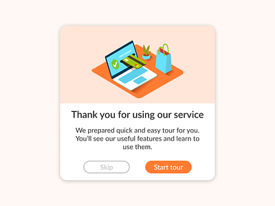 DailyUI #095 Product Tour application banking daily ui dailyui online orange popup product product tour service shopping tour ui