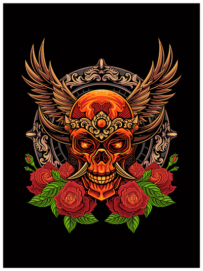 skull head vector design vintage