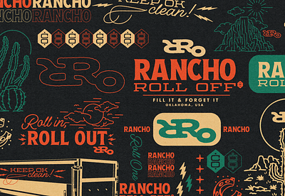 Rancho Roll Off Brand Illustrations brand branding cattle color country illustration logo ranch type typography western