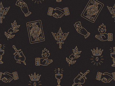 Jax & Spades branding coffee crown hand drawn icons illustration jack monoline playing card spade sword