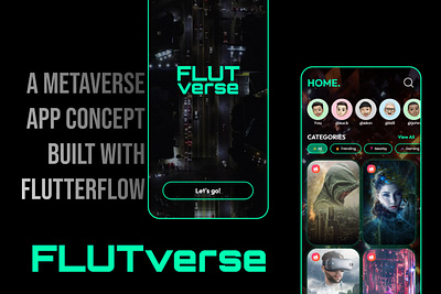 FLUTVERSE - A Metaverse App Concept 3d animation app concept app design app ui ar design figma flutter flutterflow flutverse game gamification metaverse mobile ui ui user experience user interface ux vr